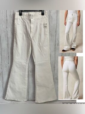 Free People We The Free Jayde High Rise Flare Leg Jeans Women’s 32X33 White NWT